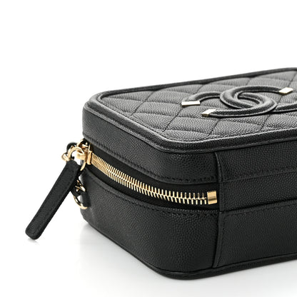 Chanel Caviar Quilted Small CC Filigree Vanity Case Black 9 of 10