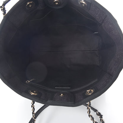 Chanel Mixed Fibers Striped Small Deauville Tote Black 4 of 9