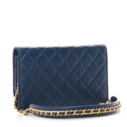 Chanel Lambskin Quilted Infinity Wallet On Chain WOC Blue 3 of 13
