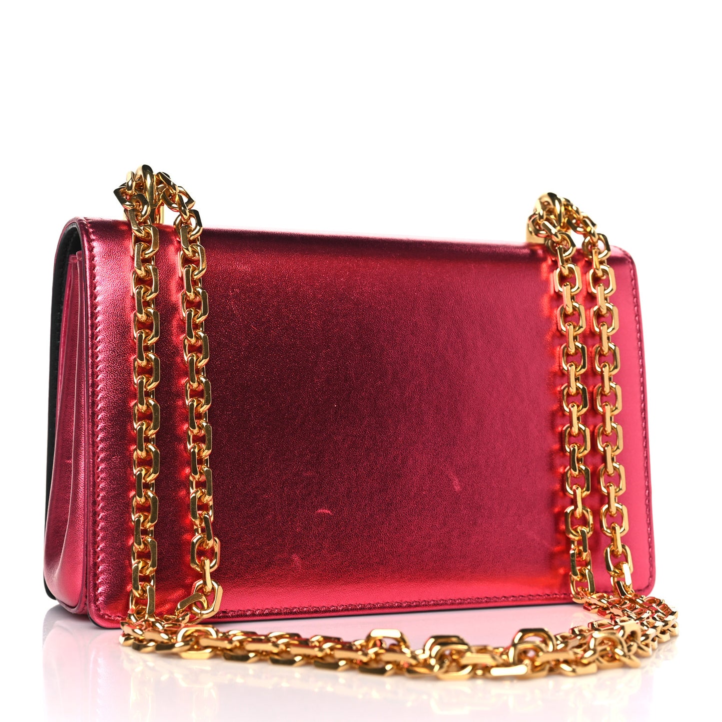 Metallic Calfskin DG Girls Shoulder Bag Red
