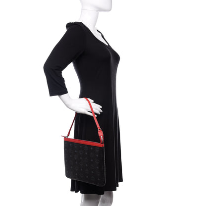 MCM Visetos Leopard Print Pochette Black Red 2 of 10