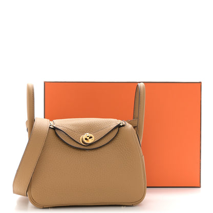 Hermes Taurillon Clemence Mini Lindy 20 Biscuit 11 of 11
