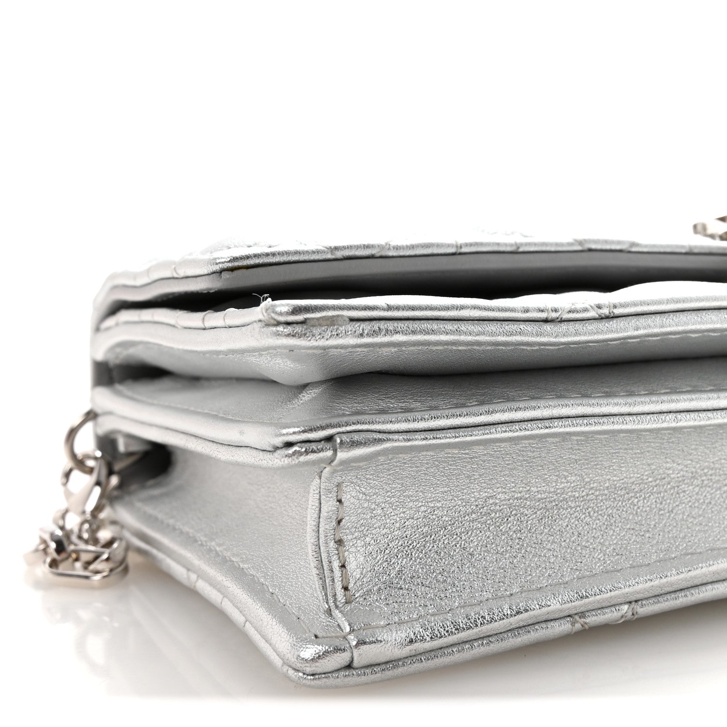 Christian Dior Metallic Lambskin Cannage Mini My Dior Top Handle Clutch Silver 8 of 10