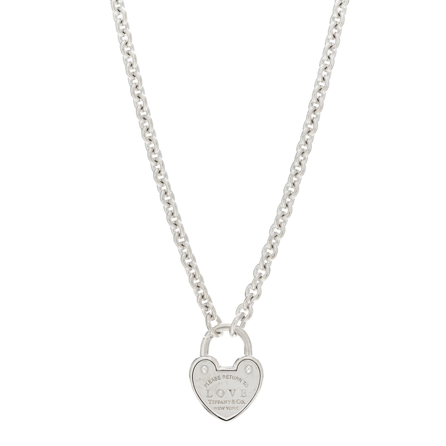 Sterling Silver Return To Tiffany Love Heart Lock Pendant Necklace