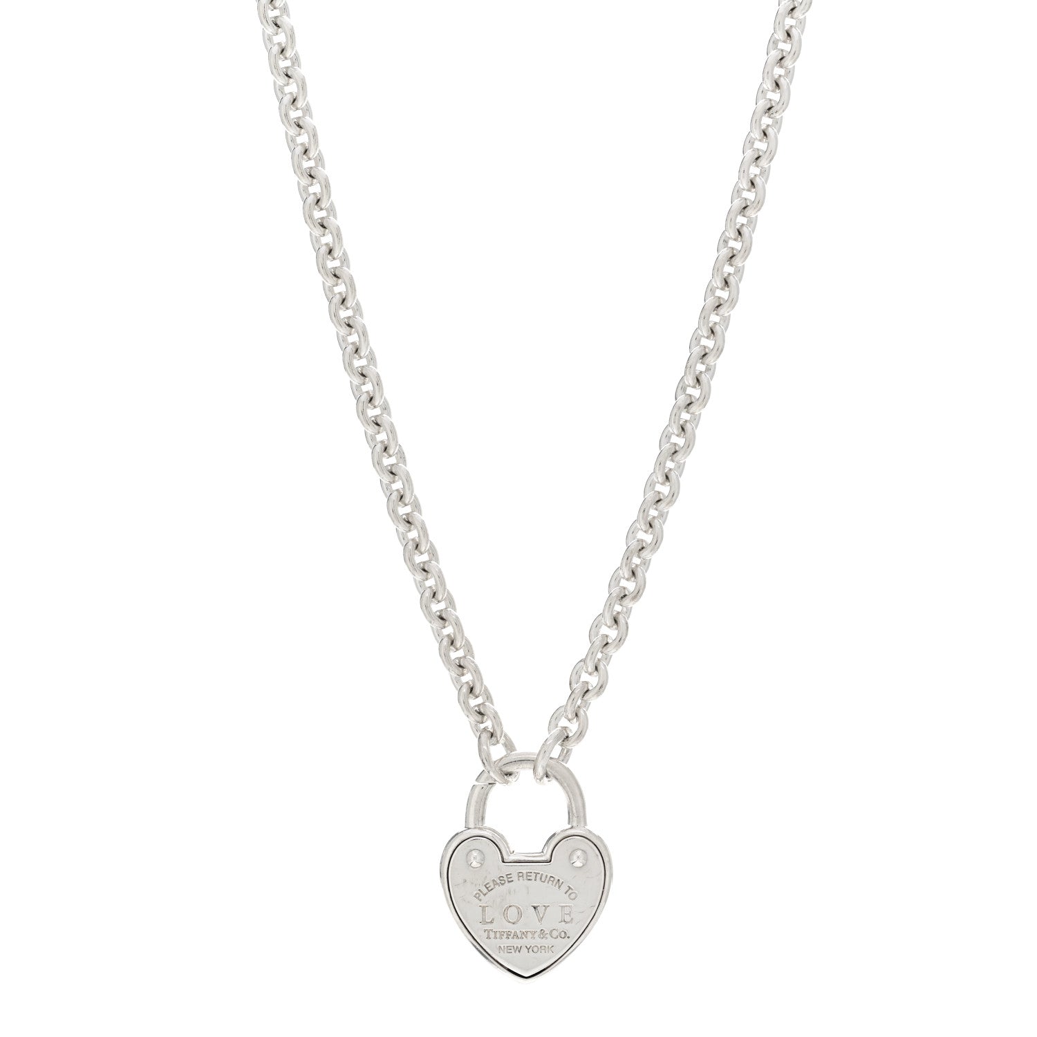 Tiffany Sterling Silver Return To Tiffany Love Heart Lock Pendant Necklace 1 of 4