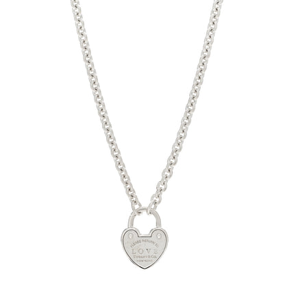 Tiffany Sterling Silver Return To Tiffany Love Heart Lock Pendant Necklace 1 of 4