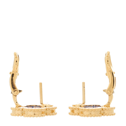 Van Cleef & Arpels 18K Yellow Gold Blue Agate Vintage Alhambra Earrings 3 of 5