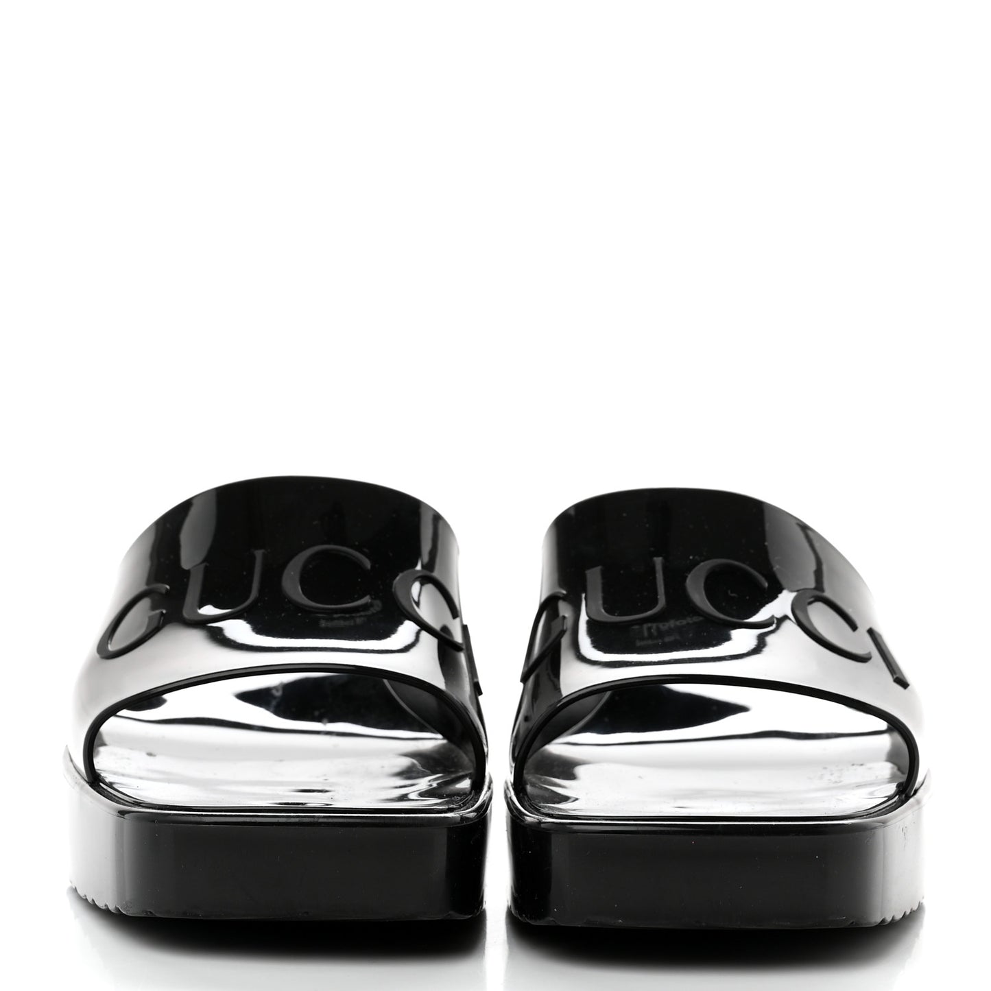 Rubber Gucci Logo Womens Platform 20/60mm Slide Sandals 37 Black