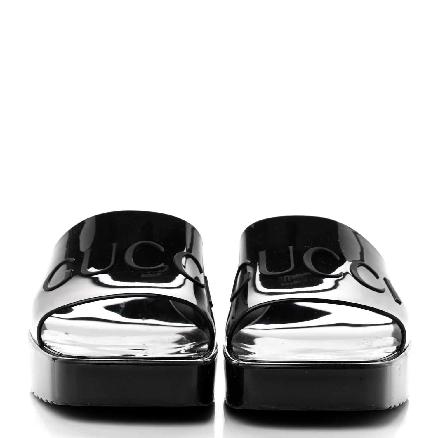 Gucci Rubber Gucci Logo Womens Platform 20/60mm Slide Sandals 37 Black 2 of 9