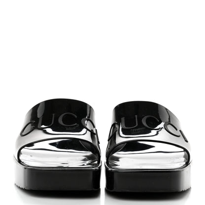 Gucci Rubber Gucci Logo Womens Platform 20/60mm Slide Sandals 37 Black 2 of 9
