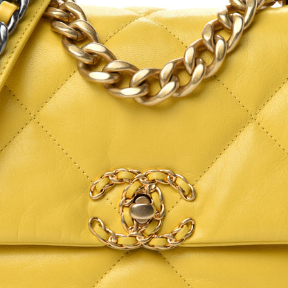 Chanel Lambskin Quilted Medium Chanel 19 Flap Yellow 10 of 10
