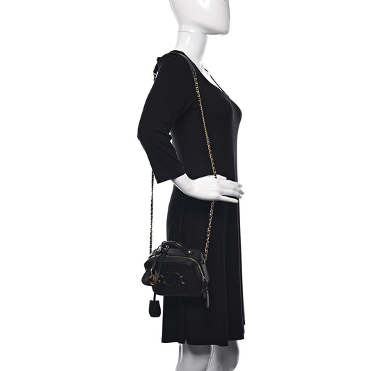 Caviar Quilted Small CC Filigree Vanity Case Black
