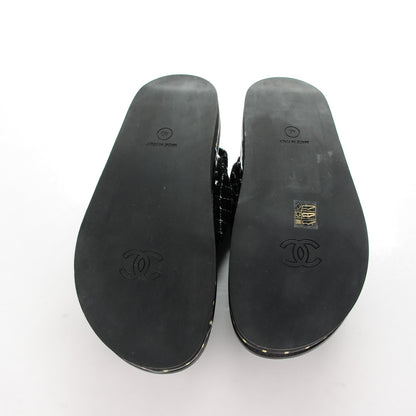 Chanel Tweed Lambskin Light Up LED Flat Sandals 40 Black 5 of 8