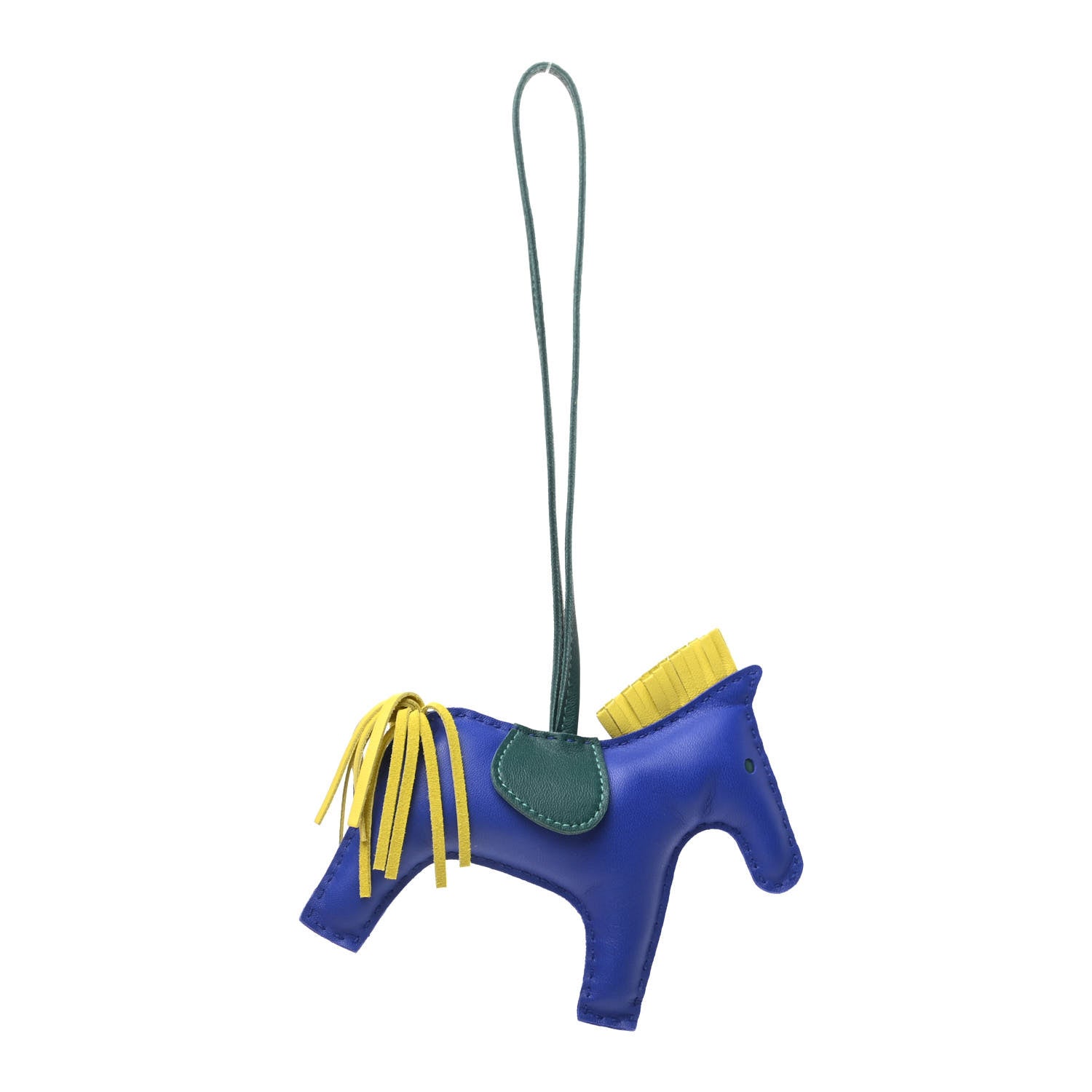 Hermes Milo Lambskin Grigri Rodeo Horse Bag Charm MM Bleu Electrique Malachite Lime 1 of 4