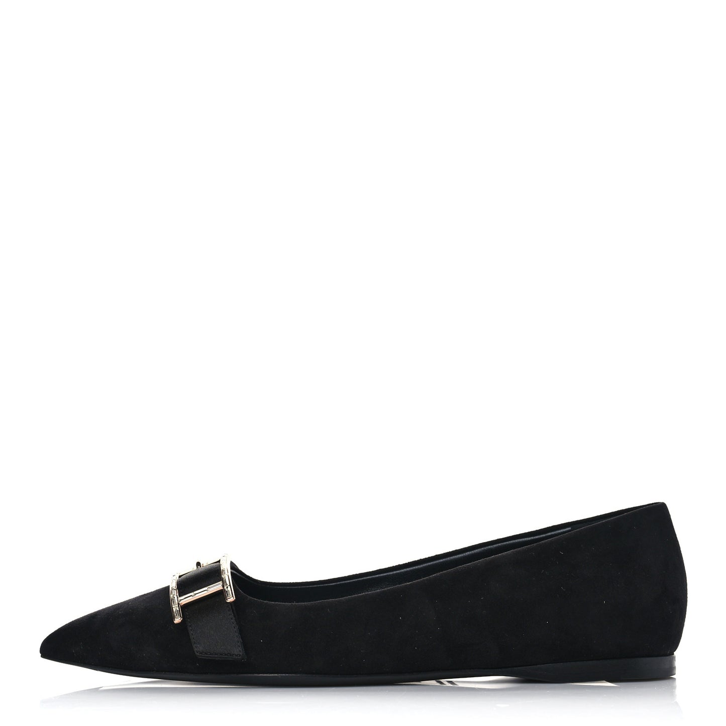 Suede Goatskin Crystal Douce Ballerina Flats 36 Black