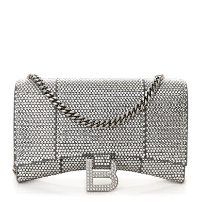 Balenciaga Strass Suede Hourglass Chain Bag Smoke Grey Crystal 1 of 16