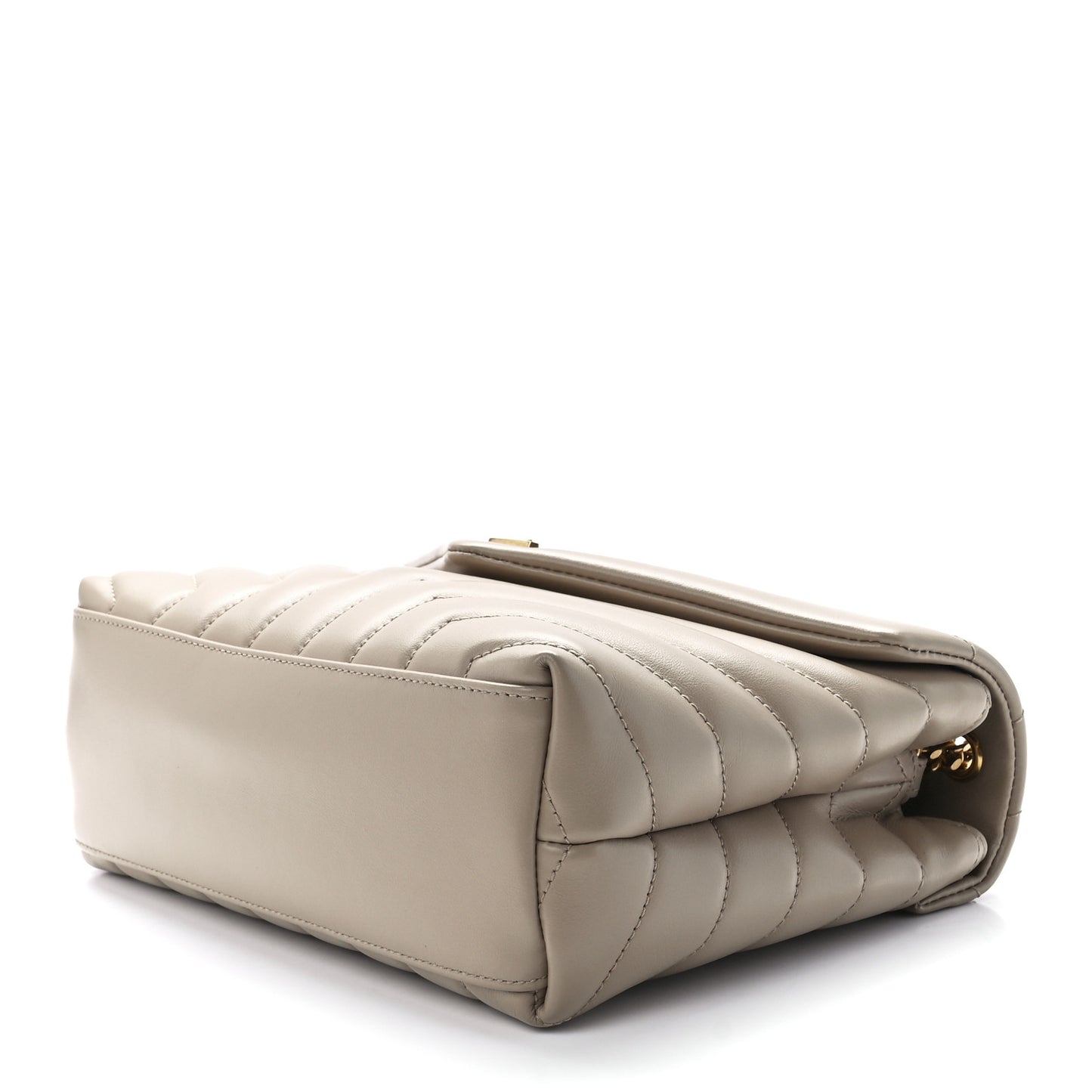 Calfskin Y Quilted Monogram Small Loulou Chain Satchel Dark Beige