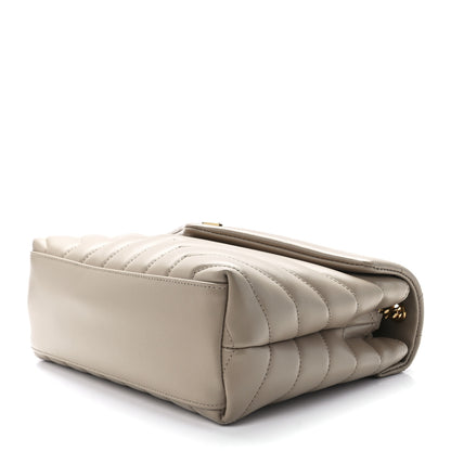 Saint Laurent Calfskin Y Quilted Monogram Small Loulou Chain Satchel Dark Beige 10 of 12