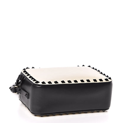 Valentino Garavani Calfskin Rockstud Camera Crossbody Bag Ivory Black 4 of 9