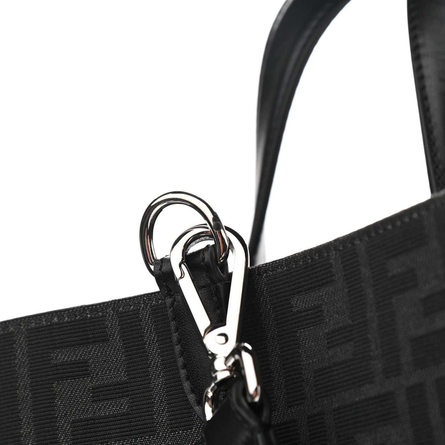 Recycled Fabric Jacquard Vitello Astro FF 1974 Shopping Tote Asfalto Black