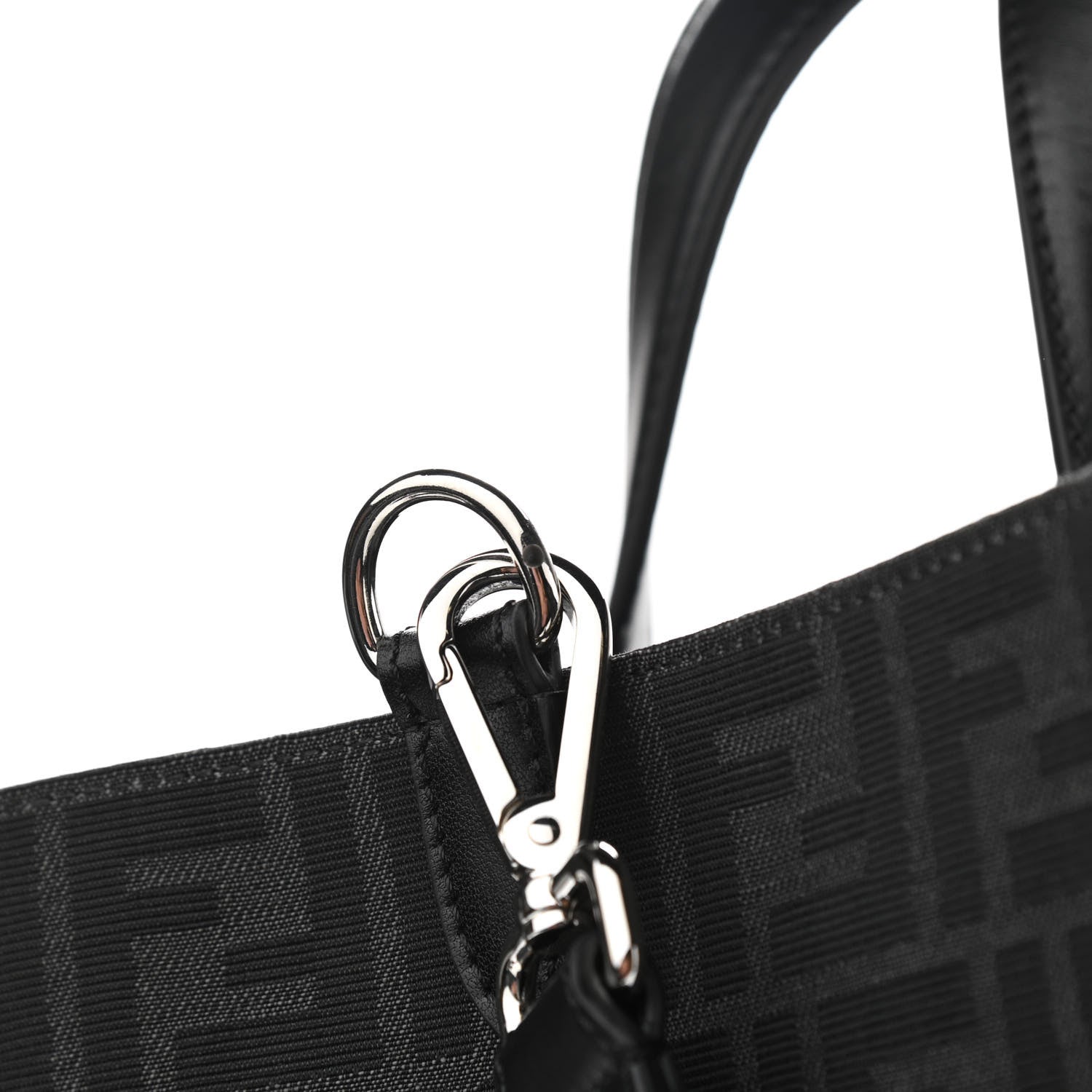 Fendi Recycled Fabric Jacquard Vitello Astro FF 1974 Shopping Tote Asfalto Black 9 of 11