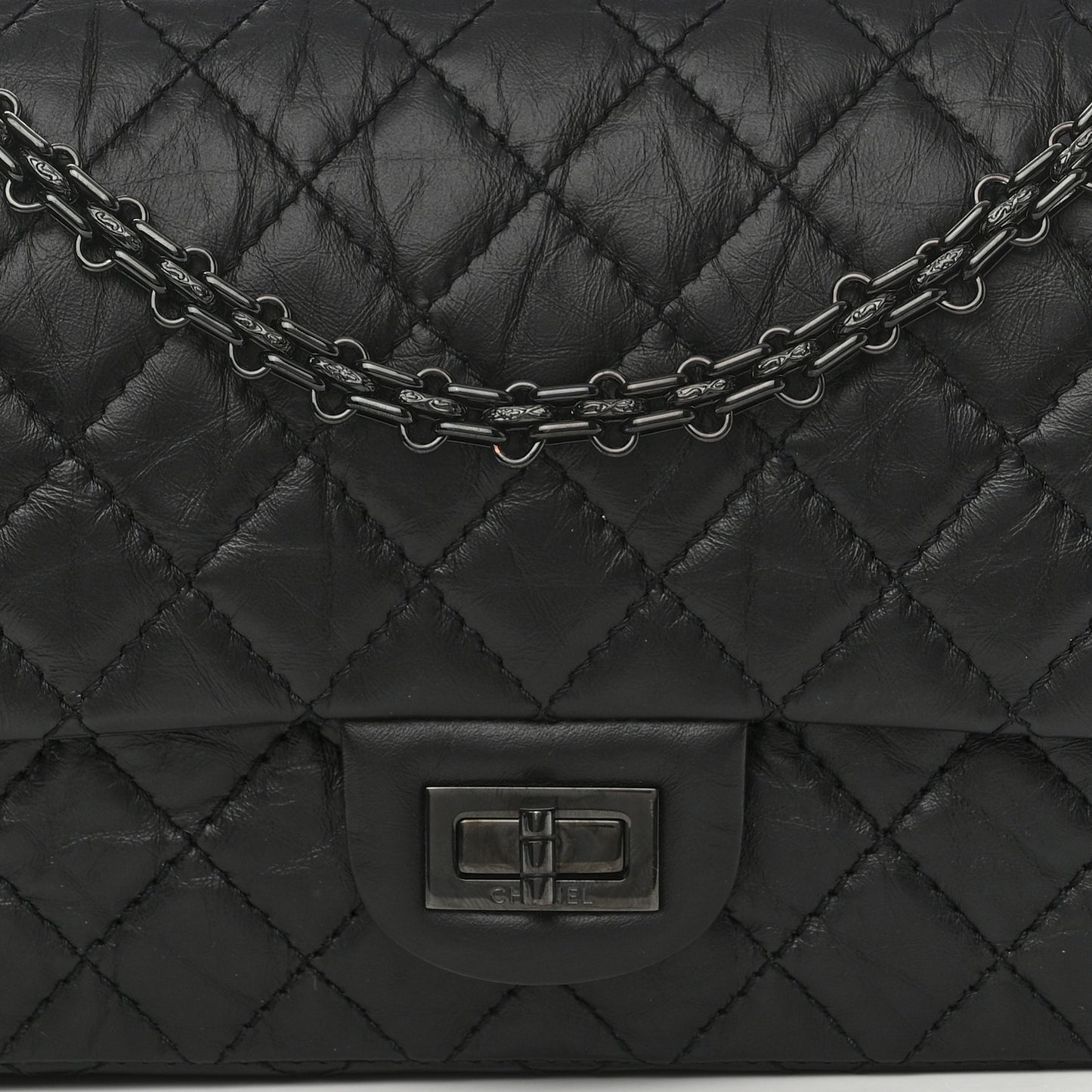 Aged Calfskin Quilted 2.55 Reissue 225 Flap So Black