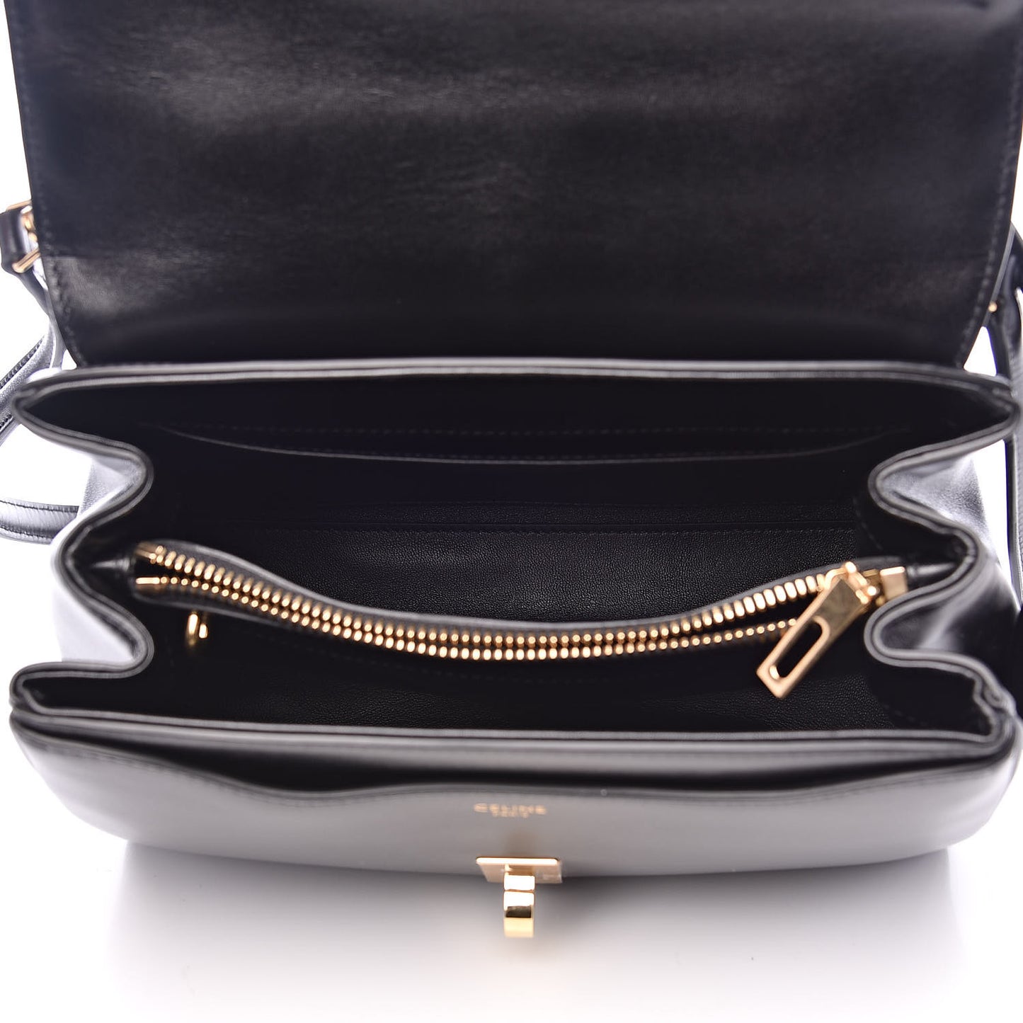 Satinated Calfskin Small 16 Top Handle Bag Black