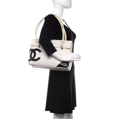 Chanel Calfskin Quilted Large Cambon Flap White Black 2 of 13
