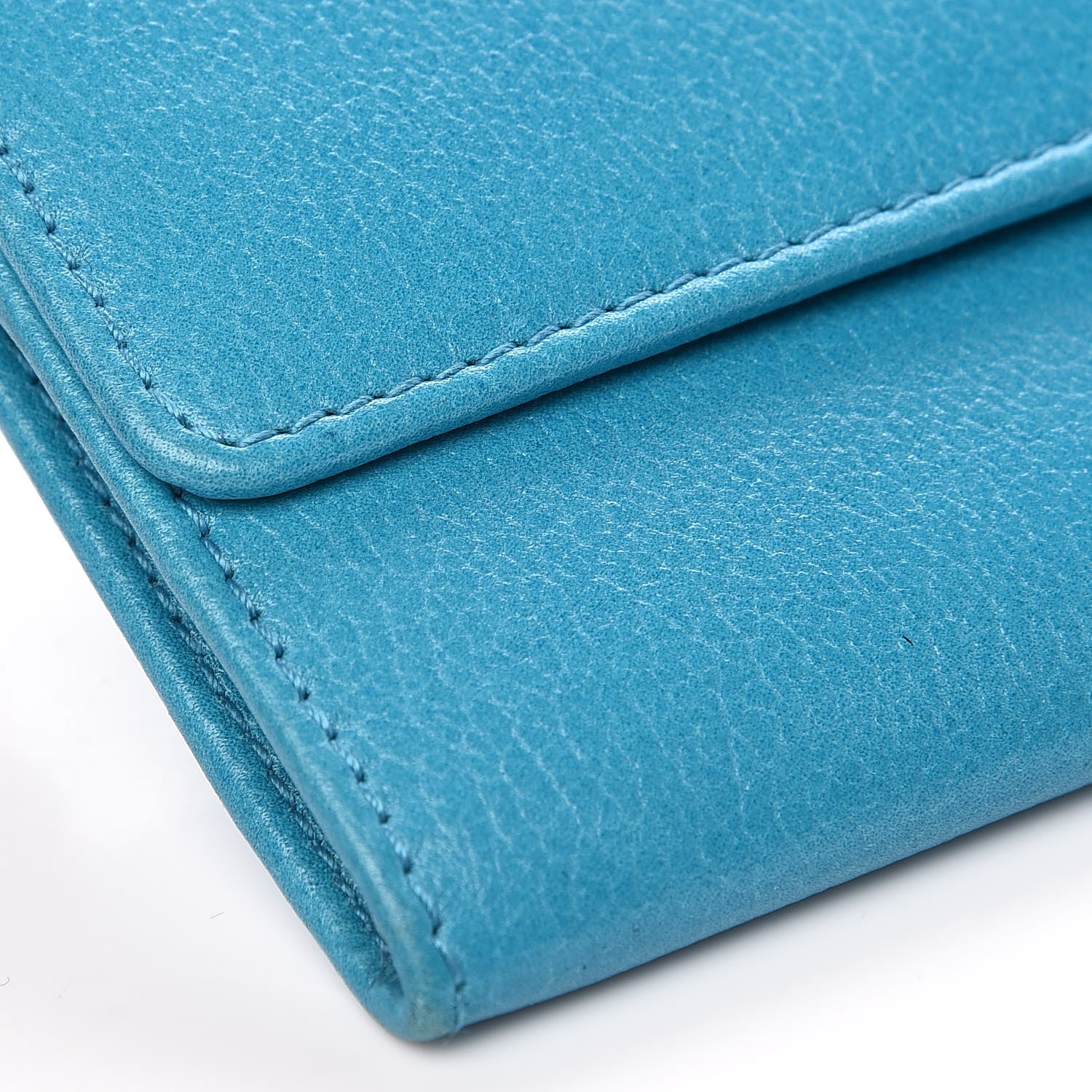 Chanel Goatskin Camellia Embossed Card Holder Turquoise 10 of 11