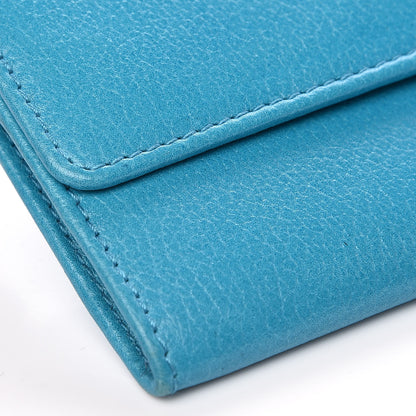 Chanel Goatskin Camellia Embossed Card Holder Turquoise 10 of 11