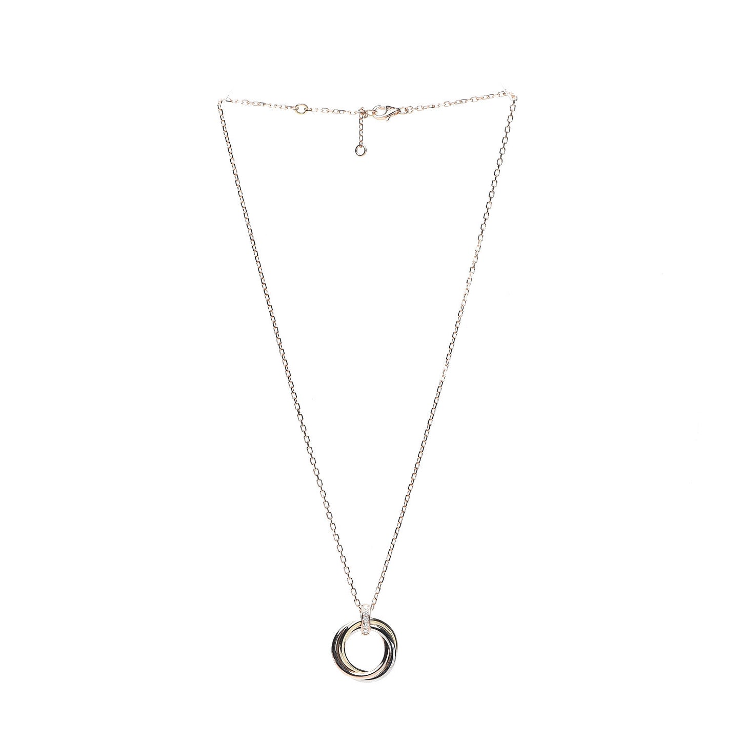 18K Pink White Yellow Gold Diamond Trinity Pendant Necklace