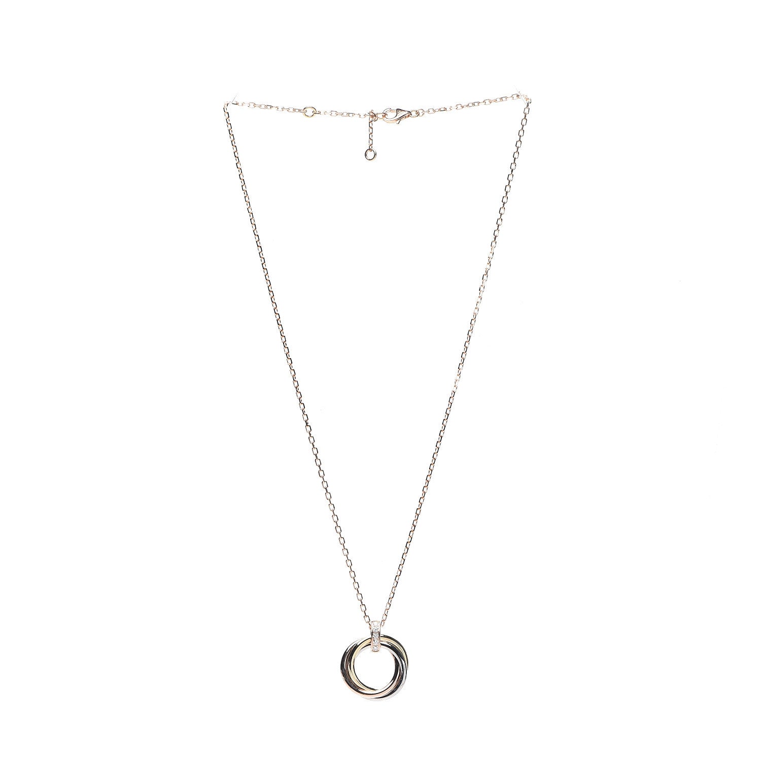Cartier 18K Pink White Yellow Gold Diamond Trinity Pendant Necklace 2 of 5