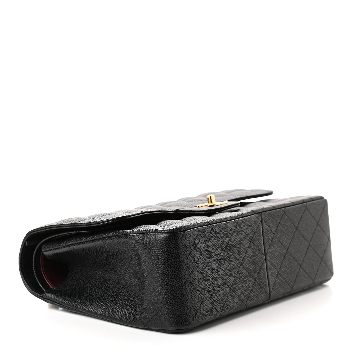Caviar Quilted Jumbo Double Flap Black