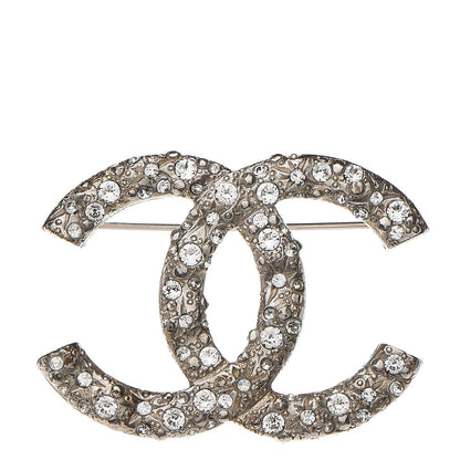 Chanel Swarovski Crystal Large CC Brooch Silver 1 of 5