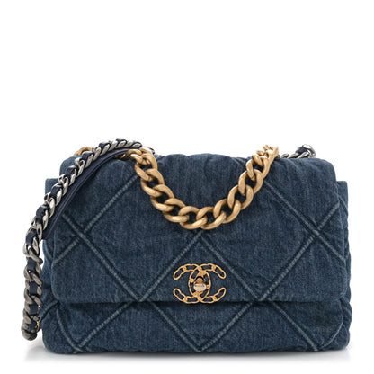 Chanel Denim Quilted Large Chanel 19 Flap Blue 1 of 10