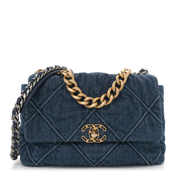CHANEL 19 ショルダーバッグ Chanel Denim Quilted Large Chanel 19 Flap Blue 1673482 – FASHIONPHILE
