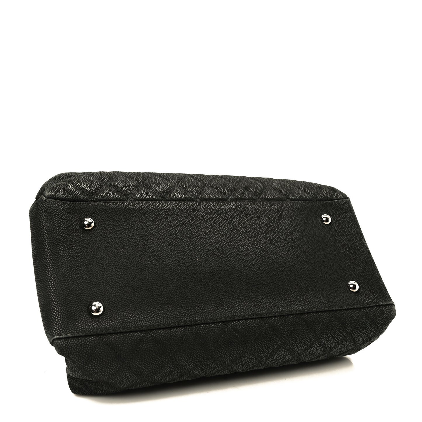 Iridescent Caviar Quilted Lady Pearly Tote Black