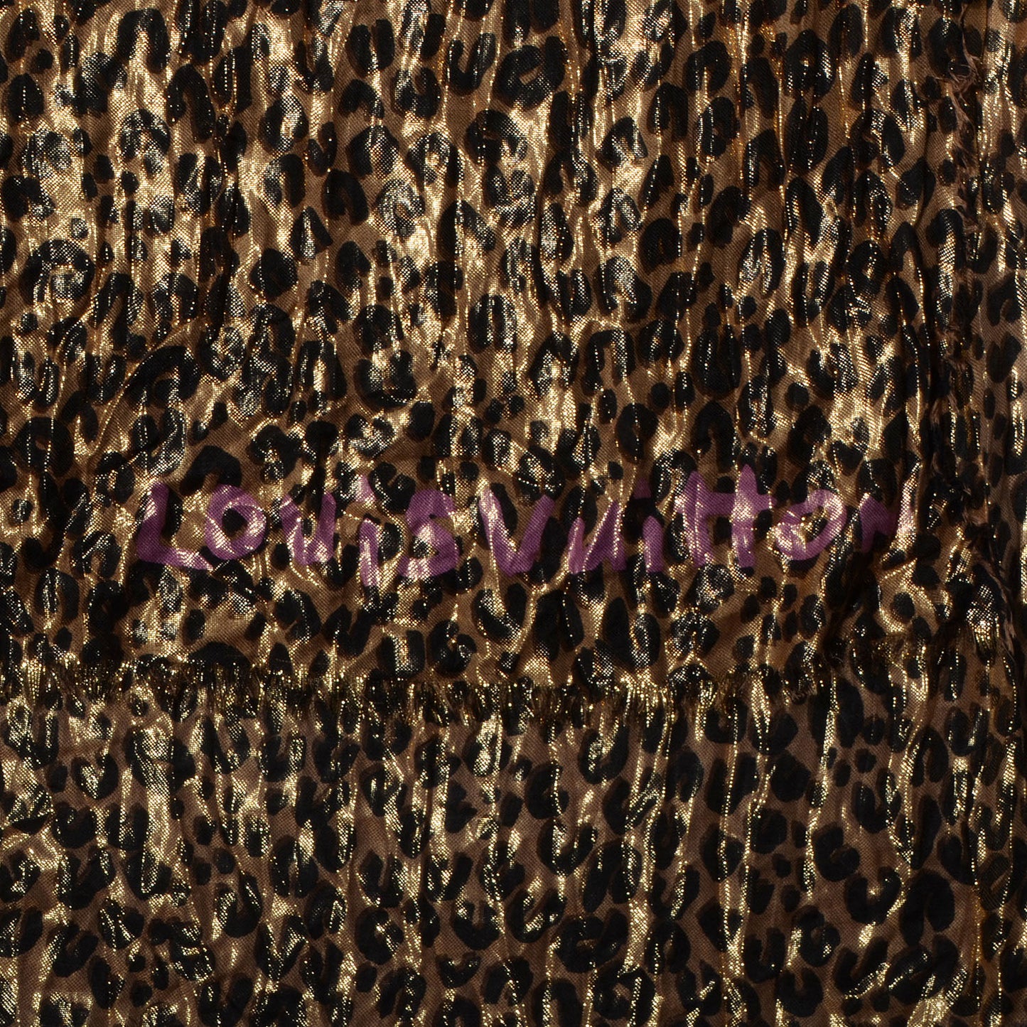 Cashmere Silk Leopard Etole Stole Marron