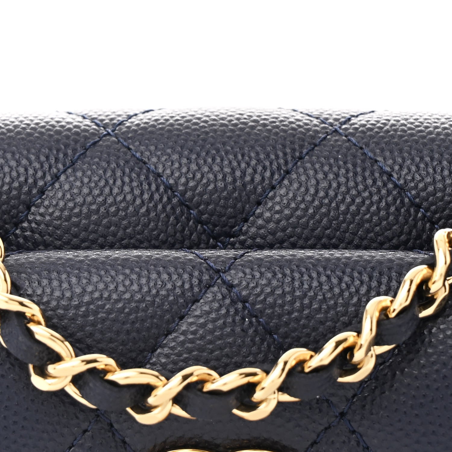 Chanel Caviar Quilted Pocket Twins Clutch With Chain Navy Blue 9 of 12