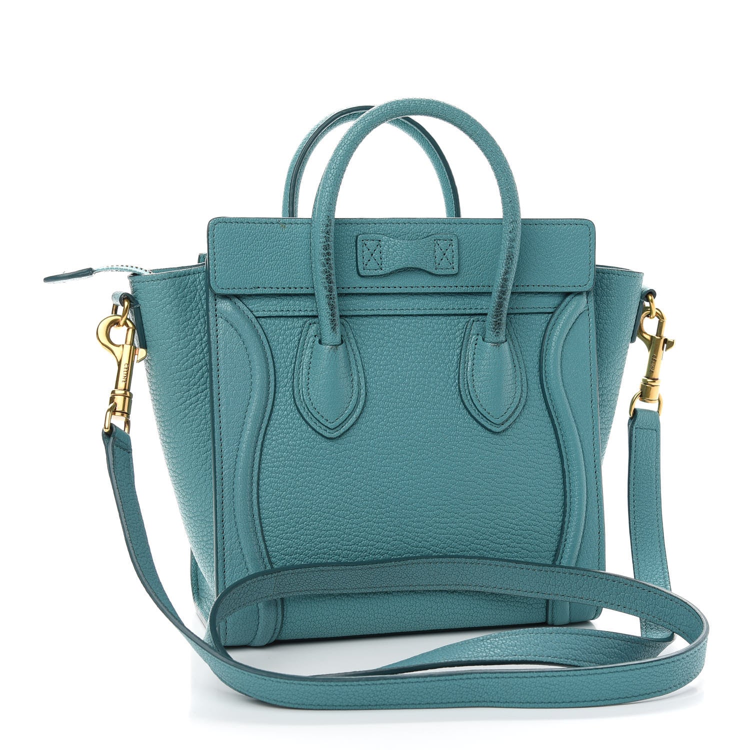 Celine Drummed Calfskin Nano Luggage Celadon 2 of 10