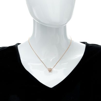 Bulgari 18K Rose Gold Diamond Small B.Zero1 Pave Pendant Necklace 2 of 9