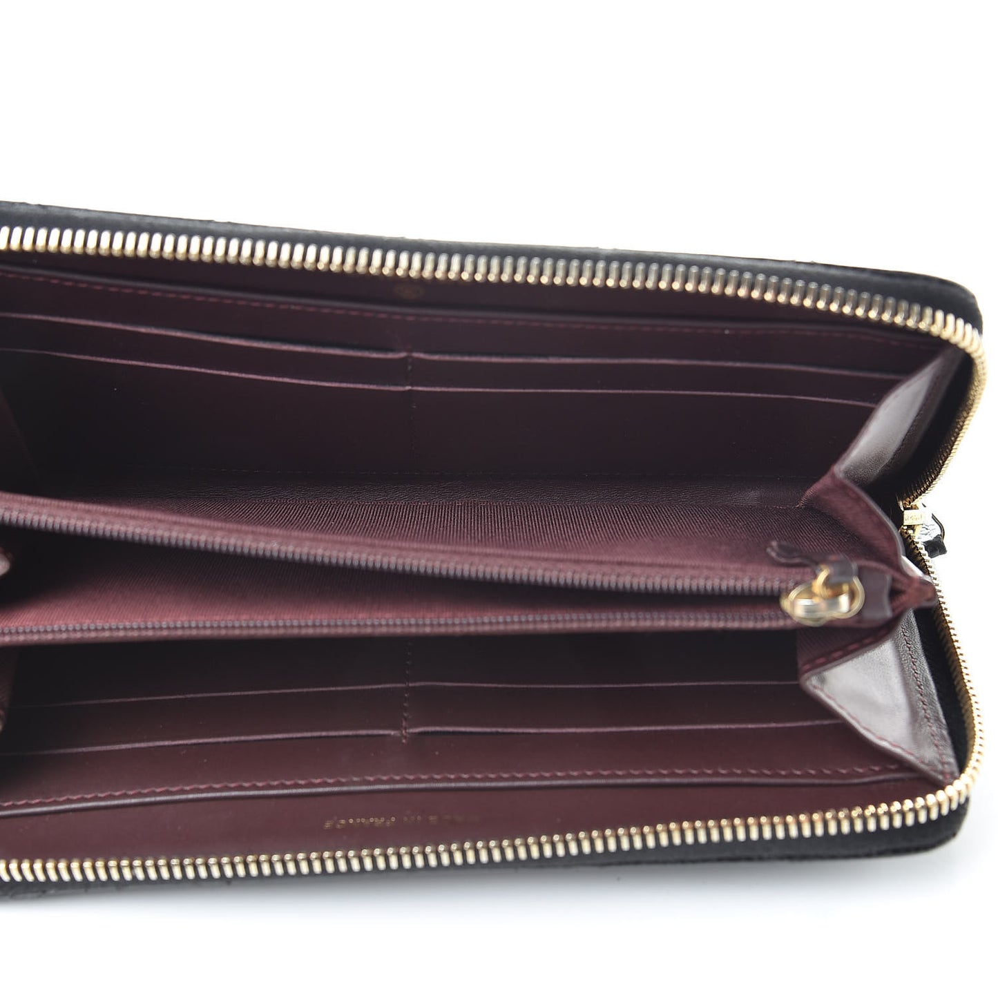 Caviar Quilted Large Gusset Zip Around Wallet Black