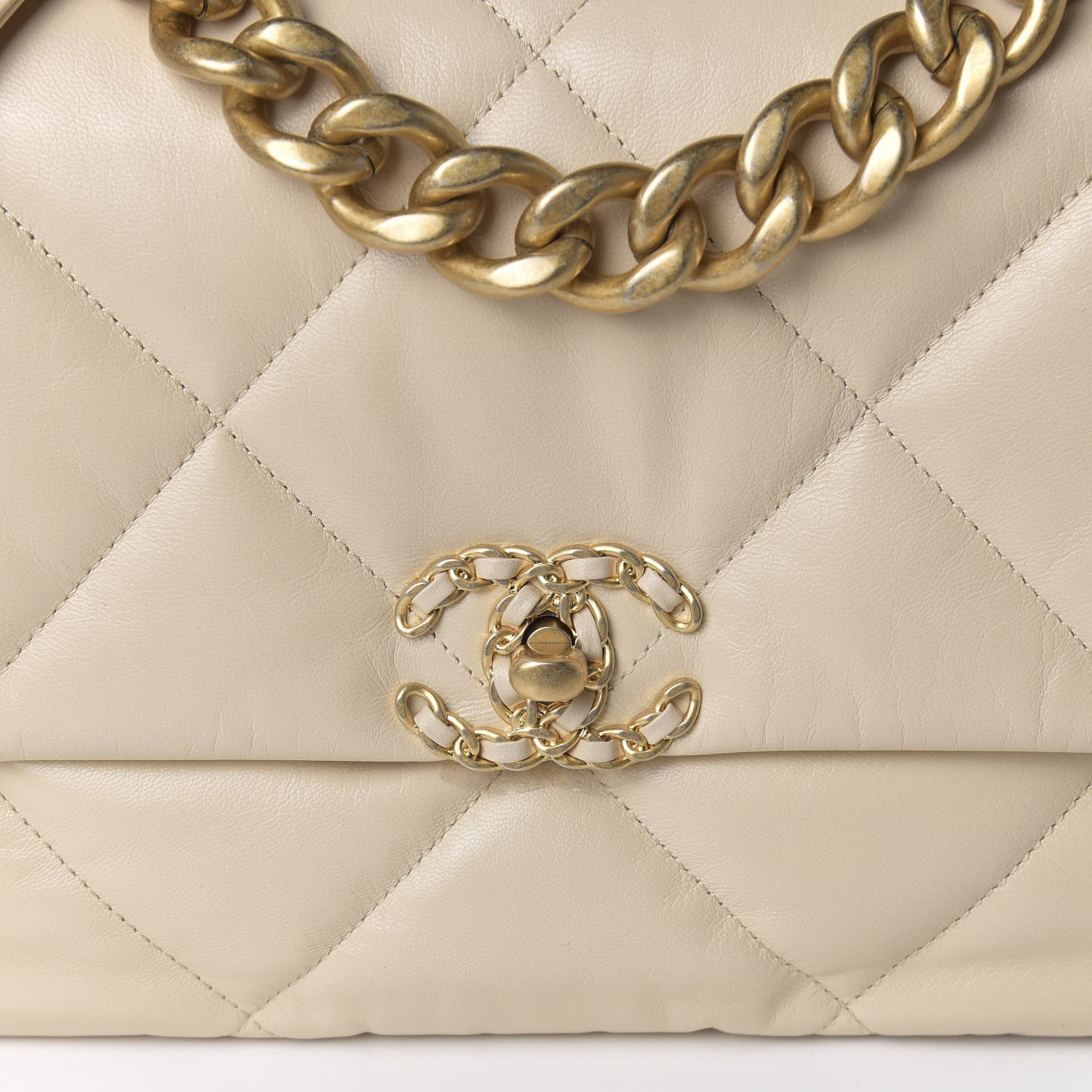 Chanel Goatskin Quilted Large 19 Flap Beige 10 of 11