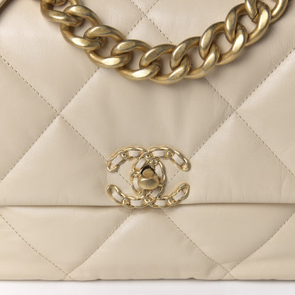 Chanel Goatskin Quilted Large 19 Flap Beige 10 of 11