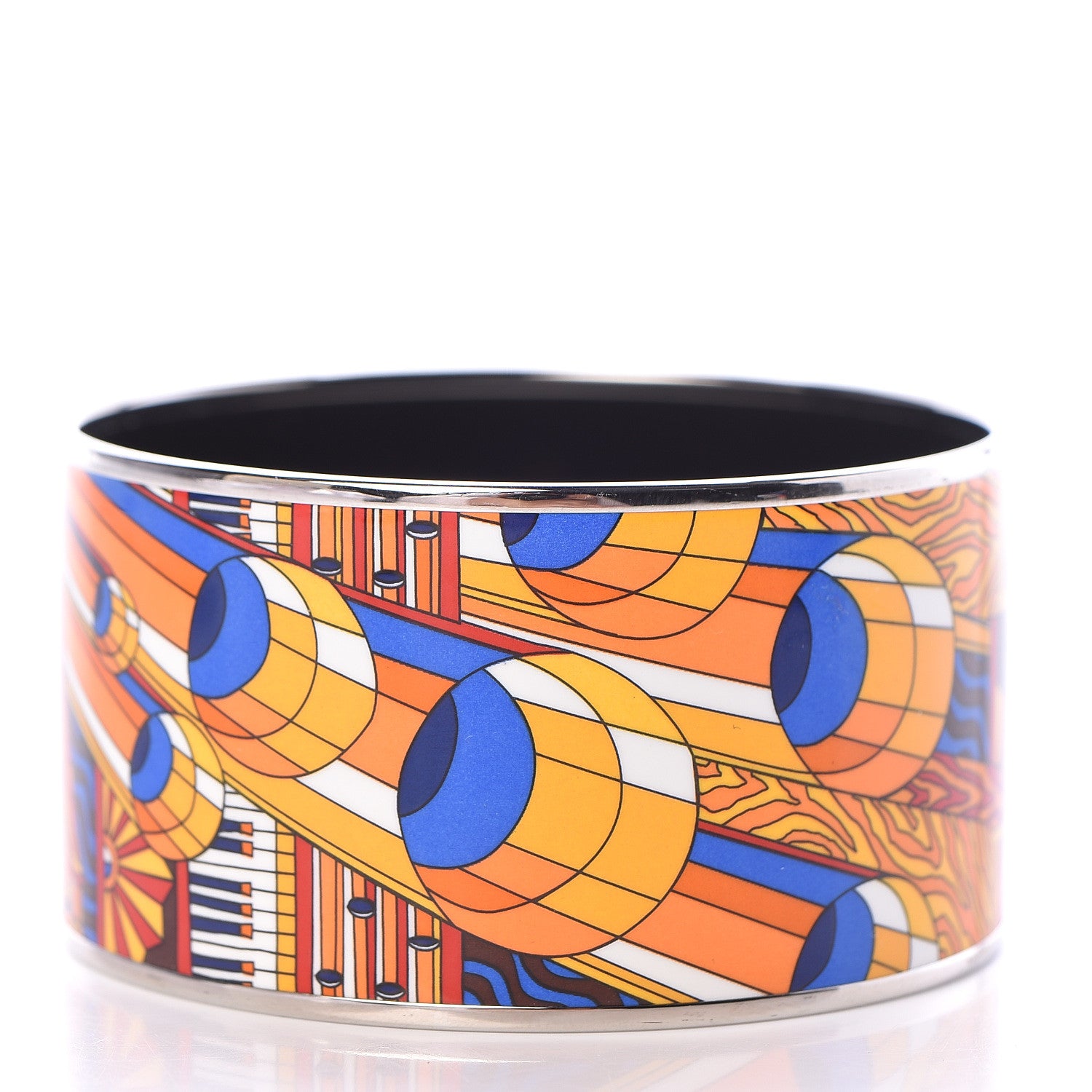 Hermes Enamel Printed Point D'Orgue Extra Wide Bracelet 70 Ensoleille 3 of 4