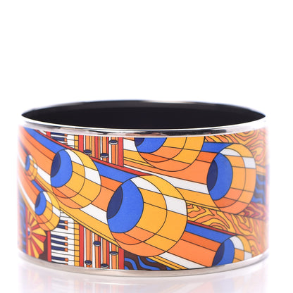 Hermes Enamel Printed Point D'Orgue Extra Wide Bracelet 70 Ensoleille 3 of 4