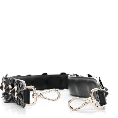 Fendi Vitello Dolce Nappa Patent Flowerland Studded Strap You Black 4 of 4