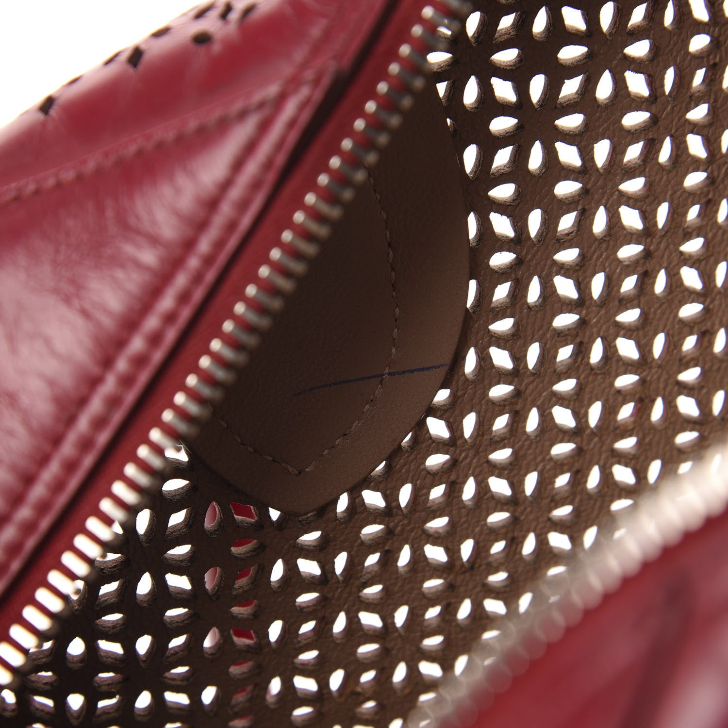 Alaia Calfskin Lux Laser Cut Tote Red 11 of 18