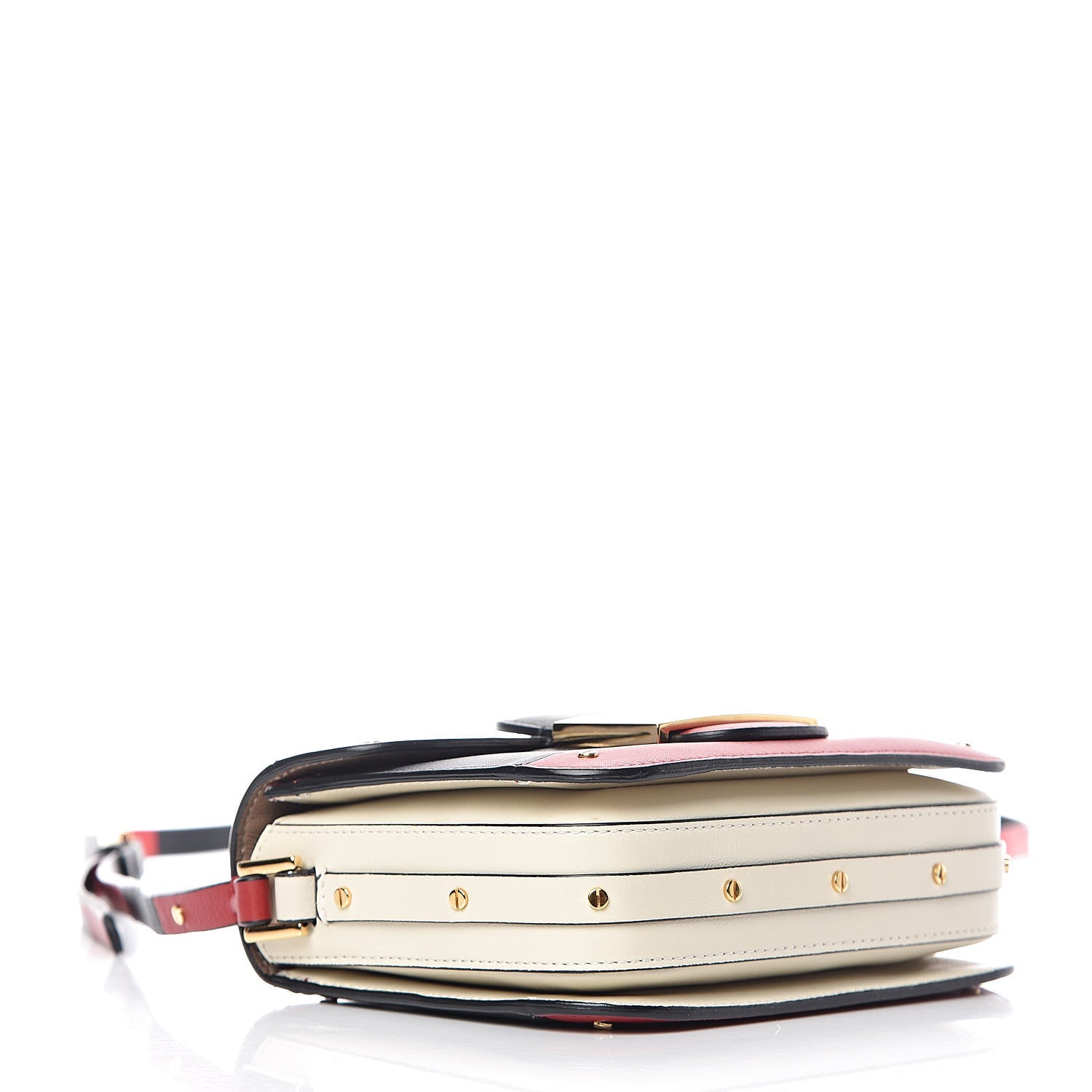 Valentino Garavani Calfskin Mini Rivet Colorblock Shoulder Bag Black Red 4 of 16