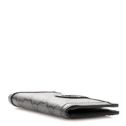 Gucci GG Supreme Monogram Textured Dollar Calfskin Ophidia Card Case Grey Black Graphite Grey 4 of 9